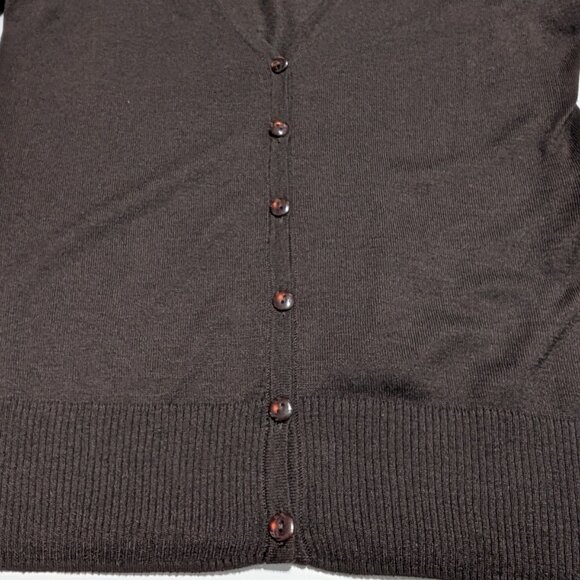 Caslon Silk blend Cardigan, dark brown, size SP - Picture 3 of 9